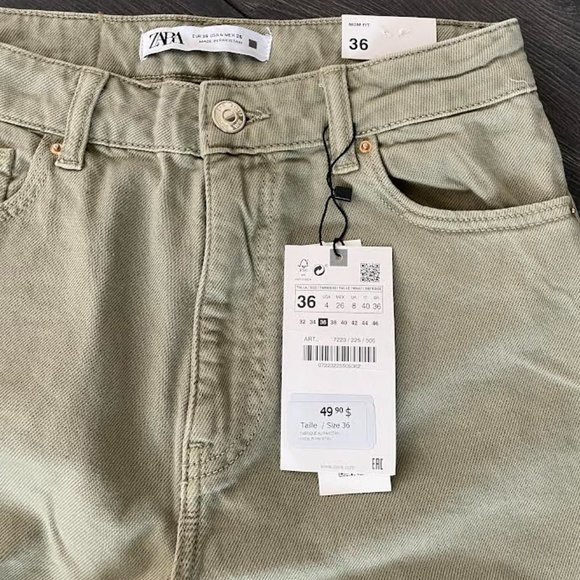 Zara Mom Fit Jeans - Khaki - Size 27 (4) - Picture 1 of 2